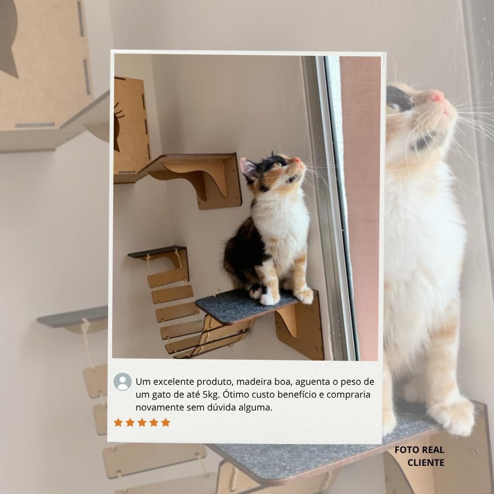 Playground para gatos 14 peças, inclui pontes, nichos, degraus e prateleiras em mdf com carpete antiderrapante, brinquedo e móvel suspenso para gatos 4 Playground para gatos 14 peças, inclui pontes, nichos, degraus e prateleiras em mdf com carpete antiderrapante, brinquedo e móvel suspenso para gatos - Imagem 4