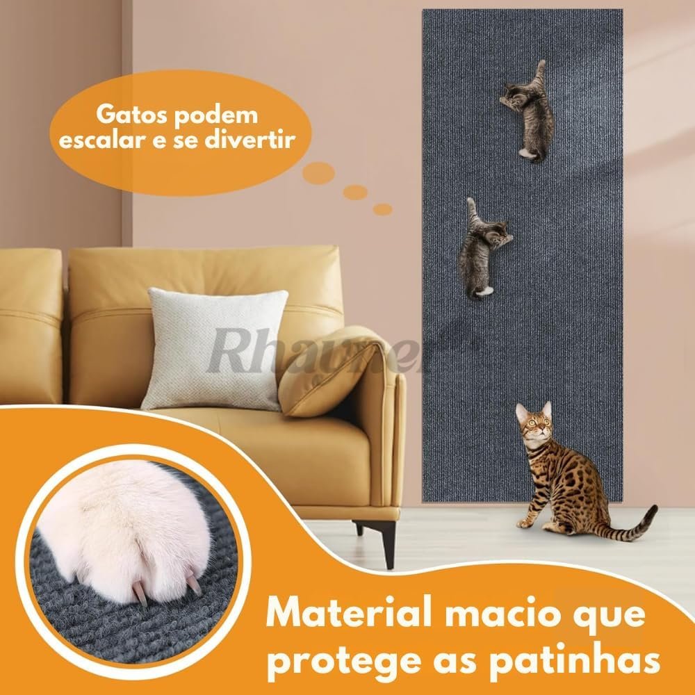 Tapete Arranhador Autoadesivo Premium para Gatos 30x100cm Carpete Resistente Cortável Protetor de Sofá Parede Cama Evita Arranhões Fácil de Aplicar 8 Tapete Arranhador Autoadesivo Premium para Gatos 30x100cm Carpete Resistente Cortável Protetor de Sofá Parede Cama Evita Arranhões Fácil de Aplicar - Imagem 8