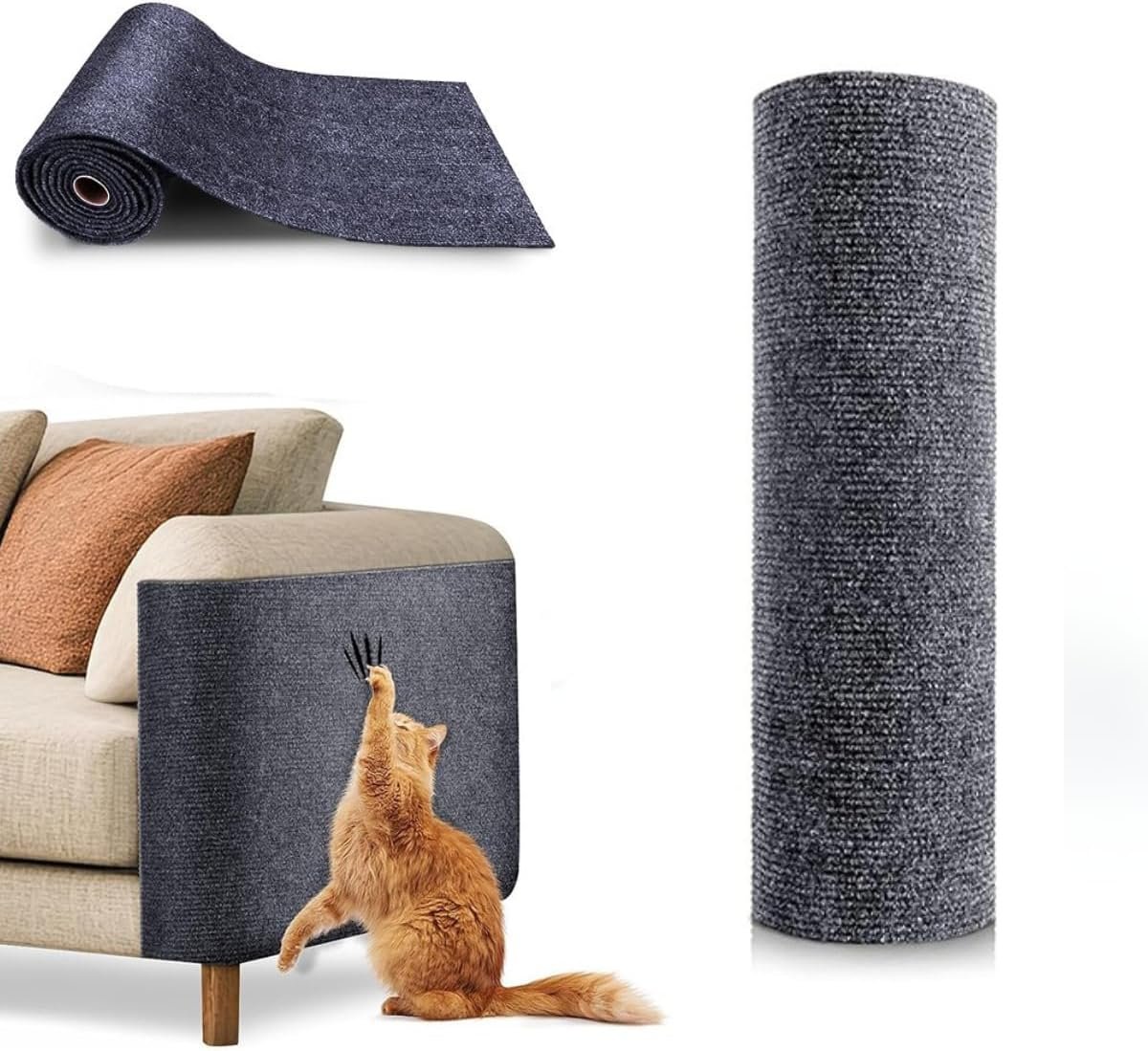 Tapete Arranhador Autoadesivo Premium para Gatos 30x100cm Carpete Resistente Cortável Protetor de Sofá Parede Cama Evita Arranhões Fácil de Aplicar 6 Tapete Arranhador Autoadesivo Premium para Gatos 30x100cm Carpete Resistente Cortável Protetor de Sofá Parede Cama Evita Arranhões Fácil de Aplicar - Imagem 6