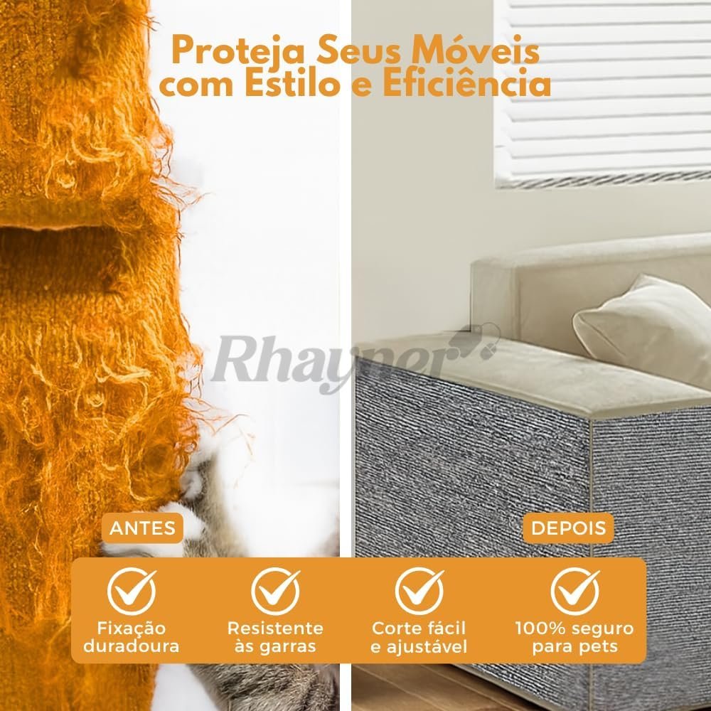 Tapete Arranhador Autoadesivo Premium para Gatos 30x100cm Carpete Resistente Cortável Protetor de Sofá Parede Cama Evita Arranhões Fácil de Aplicar 3 Tapete Arranhador Autoadesivo Premium para Gatos 30x100cm Carpete Resistente Cortável Protetor de Sofá Parede Cama Evita Arranhões Fácil de Aplicar - Imagem 3