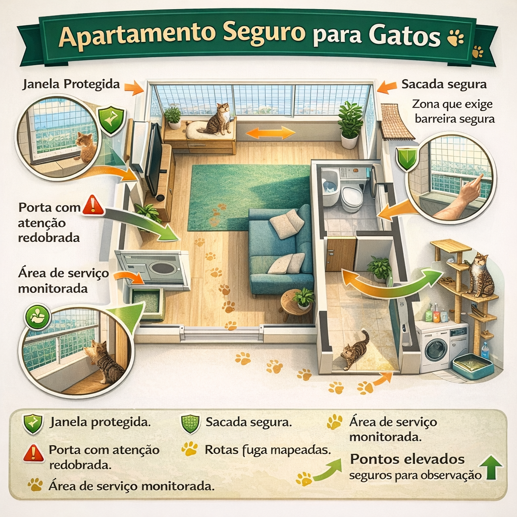 Como Proteger Seu Gato em Apartamento: Dicas e Cuidados! 14 Apartamento seguro para gatos com janela protegida e sacada segura do reino do gato