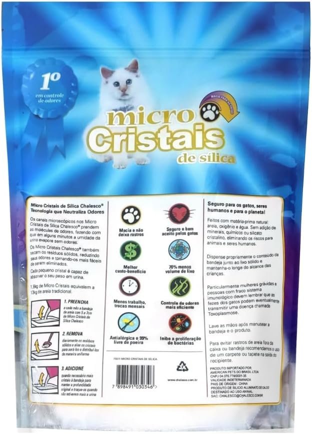 Areia Higiênica Micro Sílica Chalesco para Gatos 1,8 kg – Alta Absorção e Controle de Odores 4 Areia Higiênica Micro Sílica Chalesco para Gatos 1,8 kg – Alta Absorção e Controle de Odores - Imagem 4