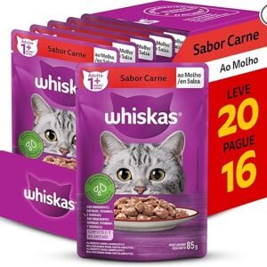 Pack Ração Úmida Whiskas Sachê Carne ao Molho para Gatos Adultos