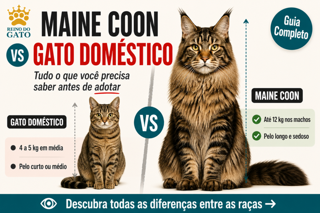 Maine Coon vs Gato Doméstico Diferenças, Tamanho e Saúde!